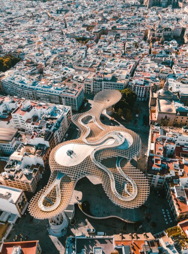 aerial photography of concrete buildings