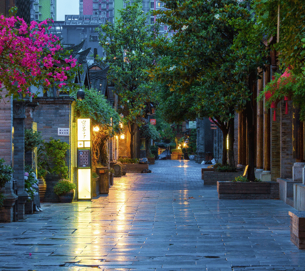 成都宽窄巷子夜景